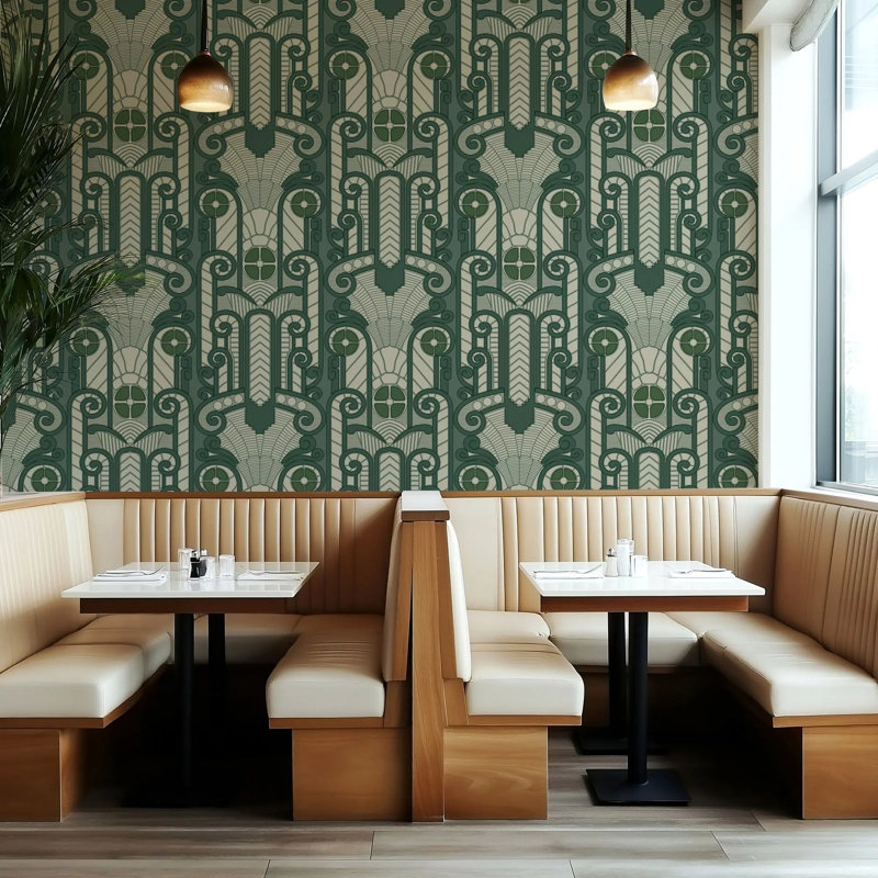 Congress Relief - Wallpaper, Deep Emerald, Peel & Stick, Self-Adhesive