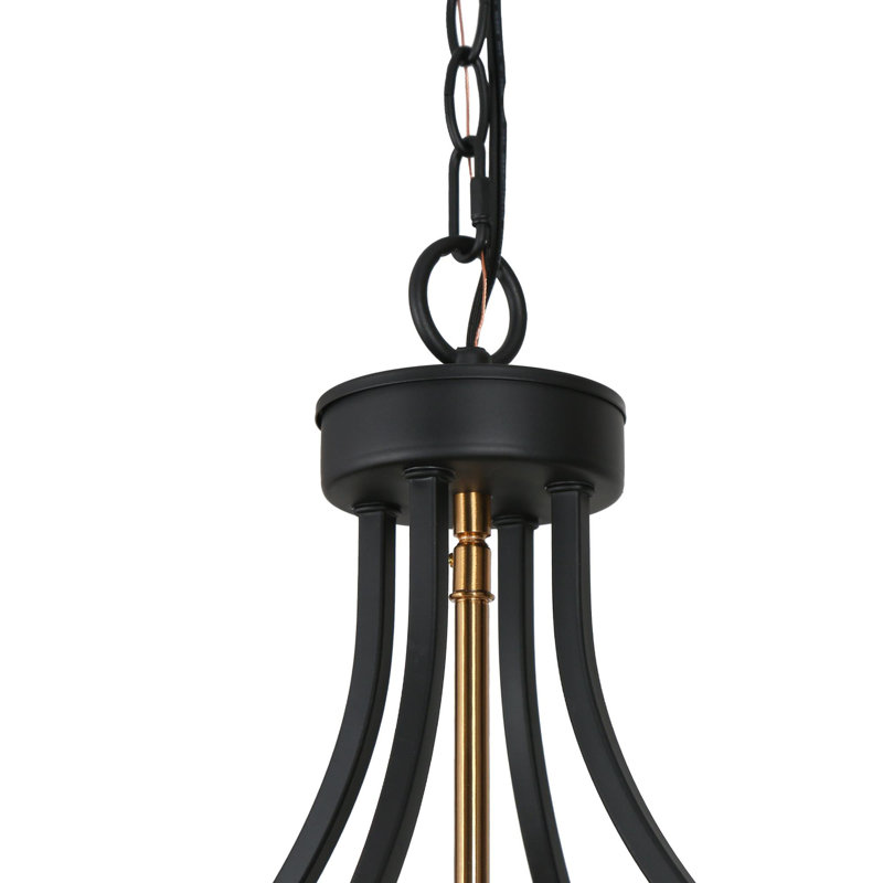 Lustre 6 lumières l 21,5 po, Noir / cuivre