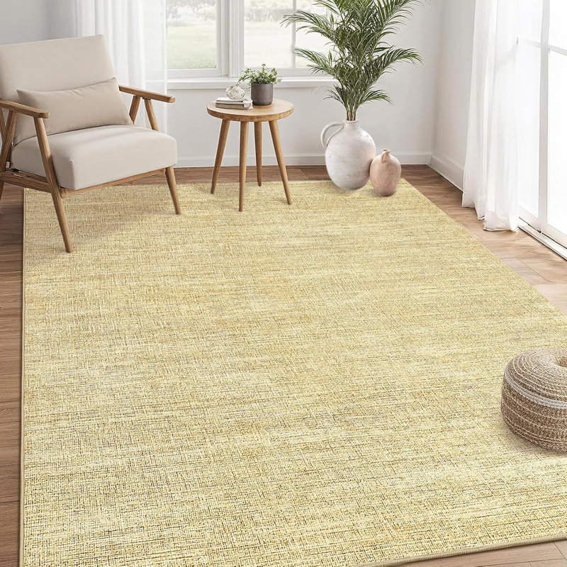 Washable Rug – Non-Slip Minimalist Accent Rug for Hallway, Kitchen & Laundry, Soft, Low Pile, Solid Color (Camel)