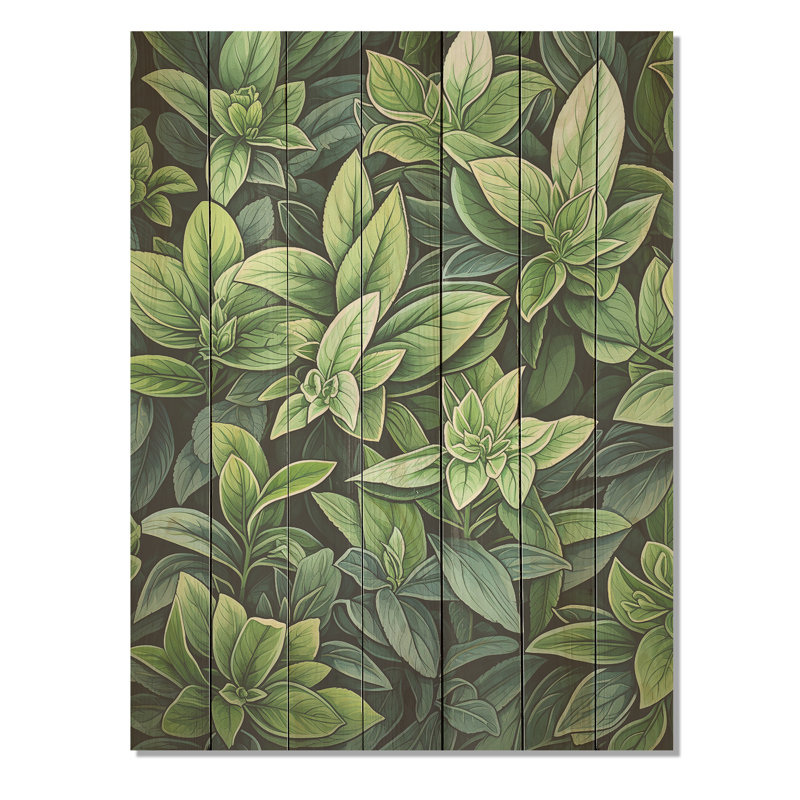 Herbes, sauge, sagesse IV - Herbes florales sur bois, H 20 po x l 10 po