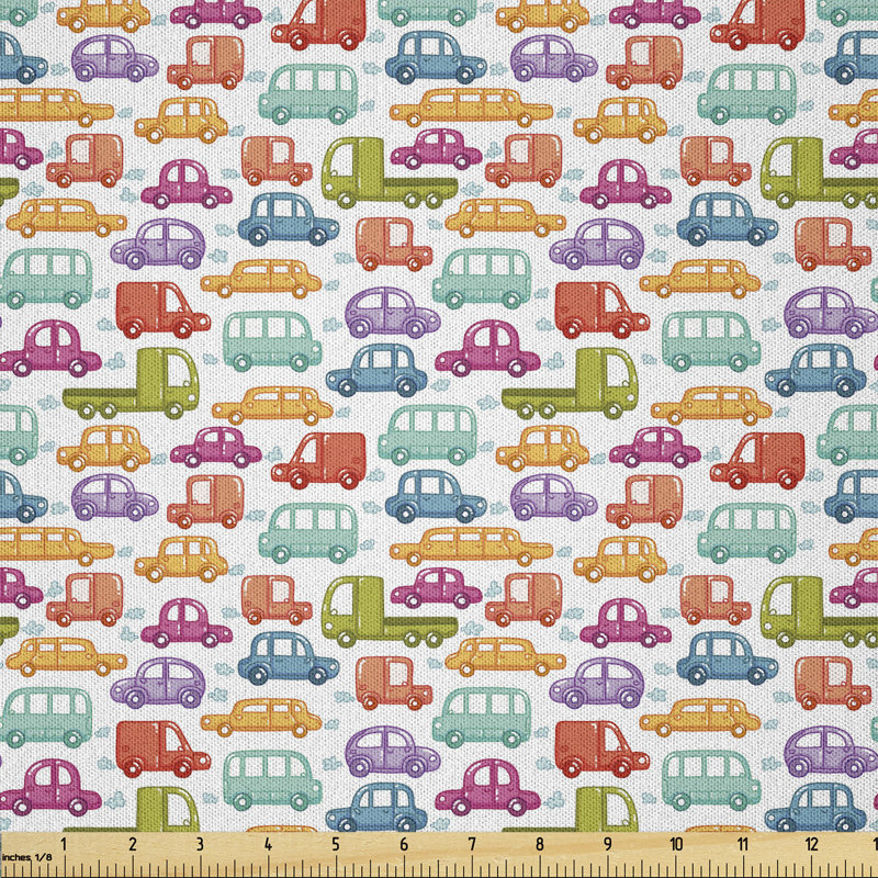 Datra Cars with Vibrant Colours Various Types of Vehicles Multi-Purpose Fabric