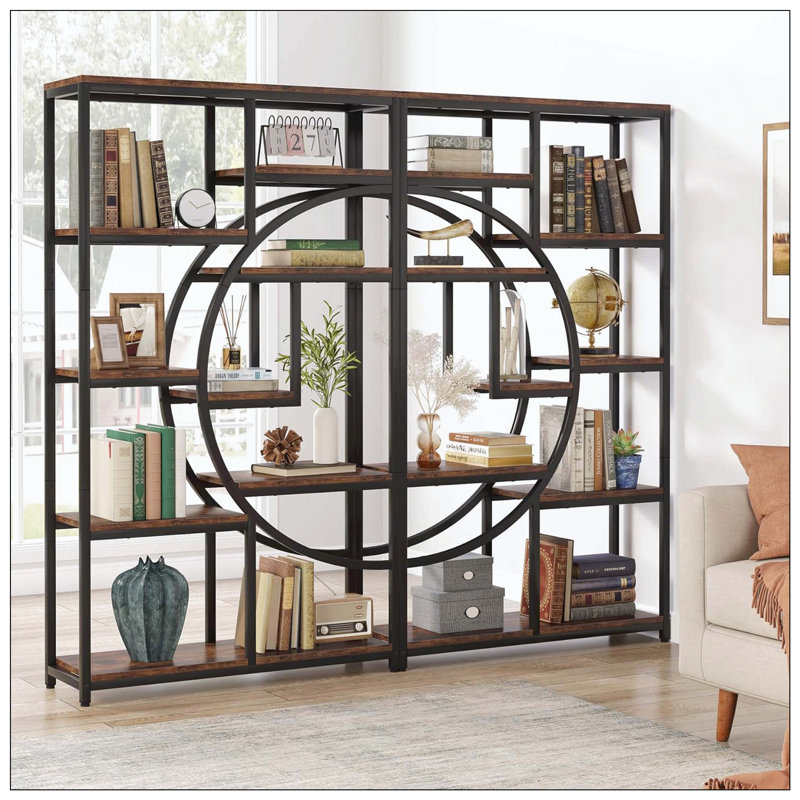 Bibliothèque ouverte 5 niveaux, Brun rustique