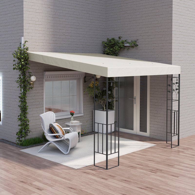 Pergola extérieure 3 m x 3 m, auvent de terrasse en métal avec trous de drainage