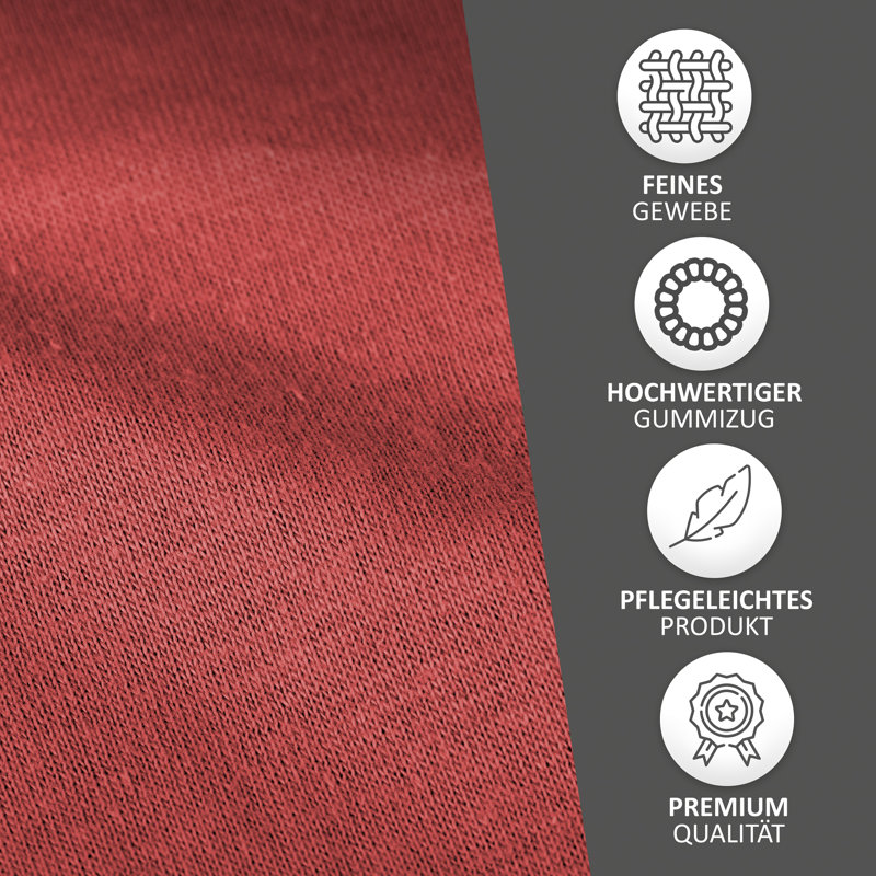 100% Cotton Jersey Knit Fitted Sheet, Super King (6'), Red