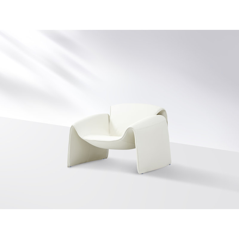 Faux Leather Club Chair, White Faux Leather