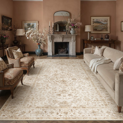 Tapis floral lavable à la machine avec envers antidérapant