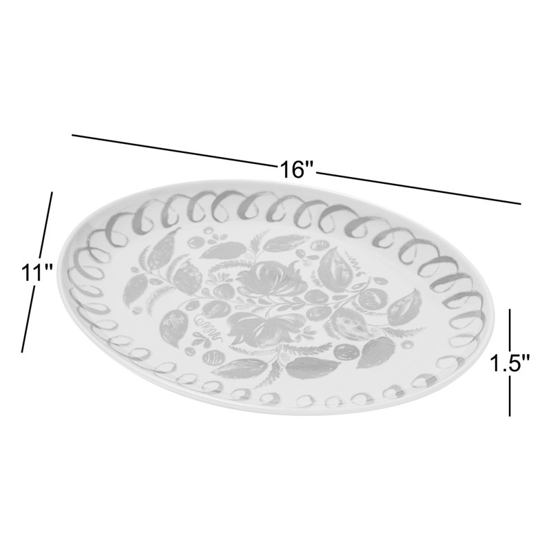 Amalfi Oval Serving Tray - Lime - 15.7" x 11", Green