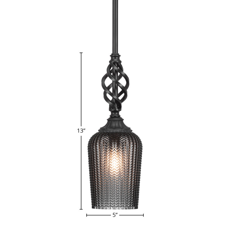 Mini-luminaire suspendu Eleganté, Noir, H 13 po x l 5 po x P 5 po
