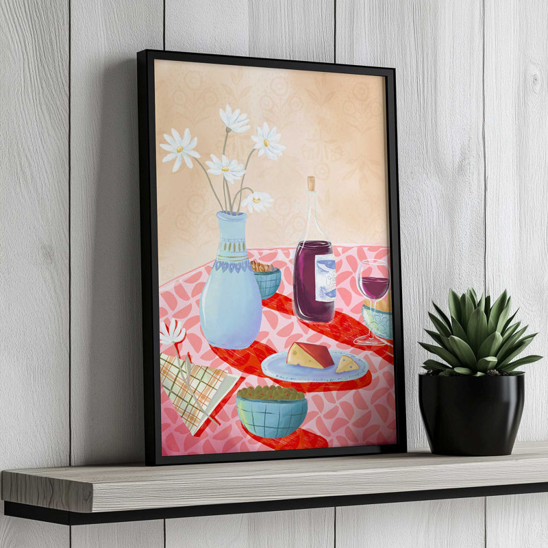 «Dinner Still Life» par Garima Dhawan, reproduction d'art, H 18 po x l 12 po, Doré