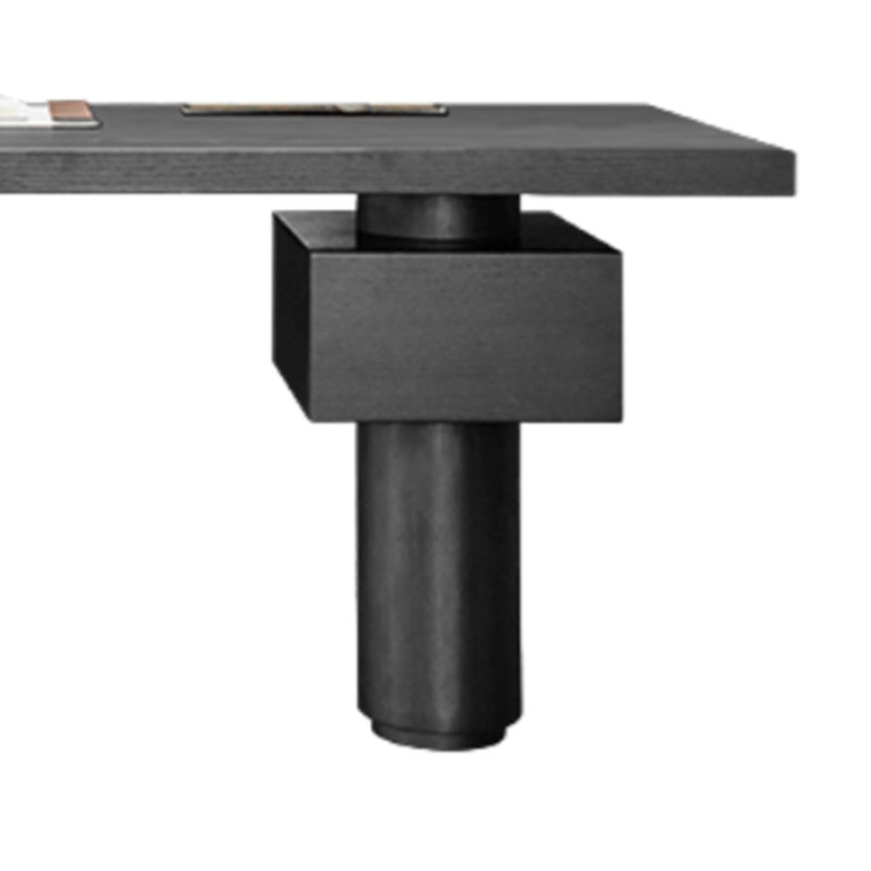 Bureau personnel avec douille et pieds en acrylique pour le bureau, 29.53" H x 94.49" W x 35.43" D, Black