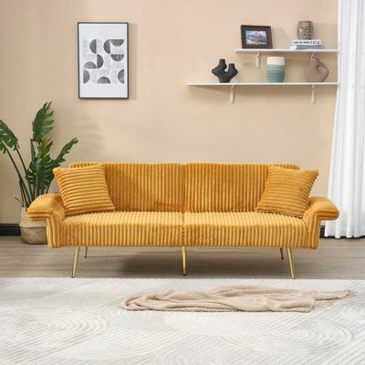 79 Inch Corduroy Sofa Bed, Foldable Double Sofa Bed With Folding Armrests, Suitable For Living Rooms And Small Spaces