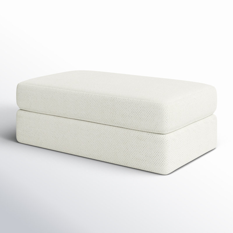 Oversized White Upholstered Contemporary Ottoman