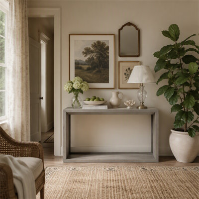 60" Rectangular Solid Wood Veneer Console Table