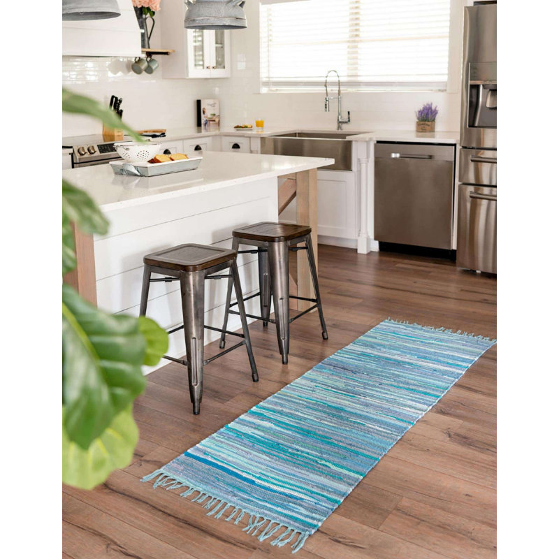 Tapis contemporain Gwin de couleur arctique, Tapis de couloir 2 pi 7 po x 6 pi 7 po