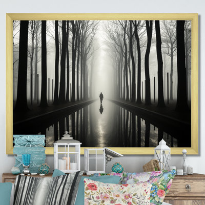 Black And White Forest Silence Photography - Forest Framed Wall Art