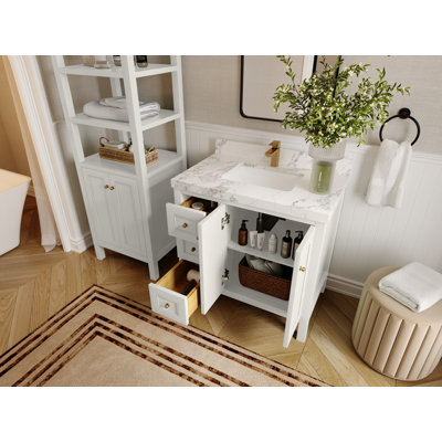 Nashville 36 In. W X 22 In. D Center Sink Bathroom Vanity In White With Cove Edge