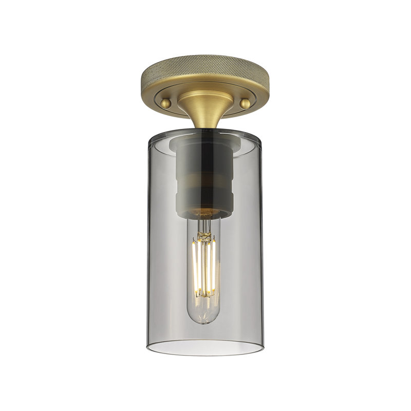 Plafonnier encastré 1 lumière Crown Point, Laiton brossé, Plaqué couleur fumée, H 9,63 po x l 4 po X P 4,5