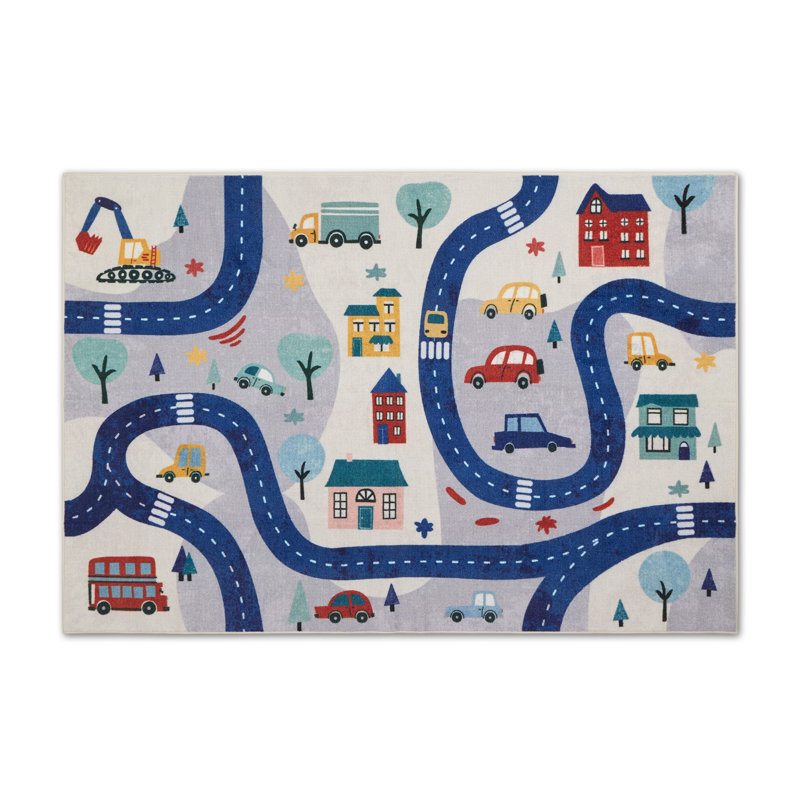 Tapis rectangulaire pour enfants avec vue sur la ville