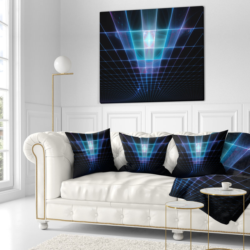 Grilles de protection laser - Coussin imprimé abstrait, 16 po x 1 po, Bleu, Coussin décoratif