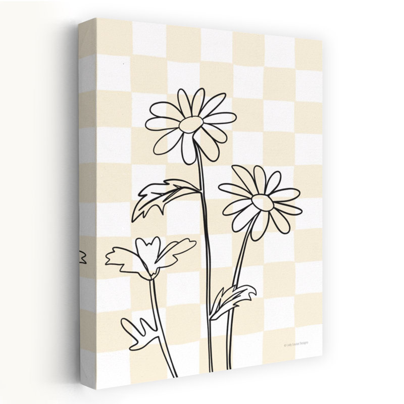 «Yellow Check Daisies» 1, art contemporain de marguerite printanière, H 24 po x l 16 po