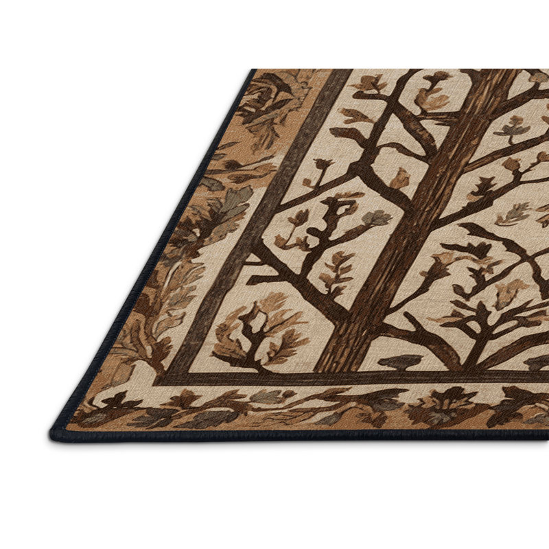 Tapis brun turc lavable à la machine, Carré 6 pi