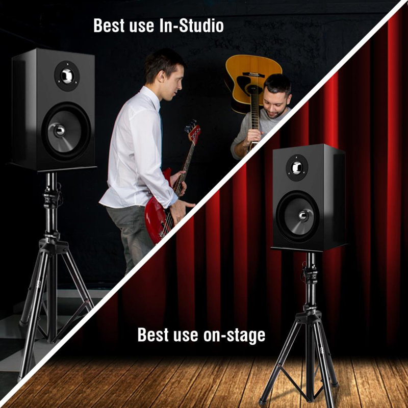 Pyle Adjustable Black Metal Tripod Studio Monitor Speaker Stands, Pair