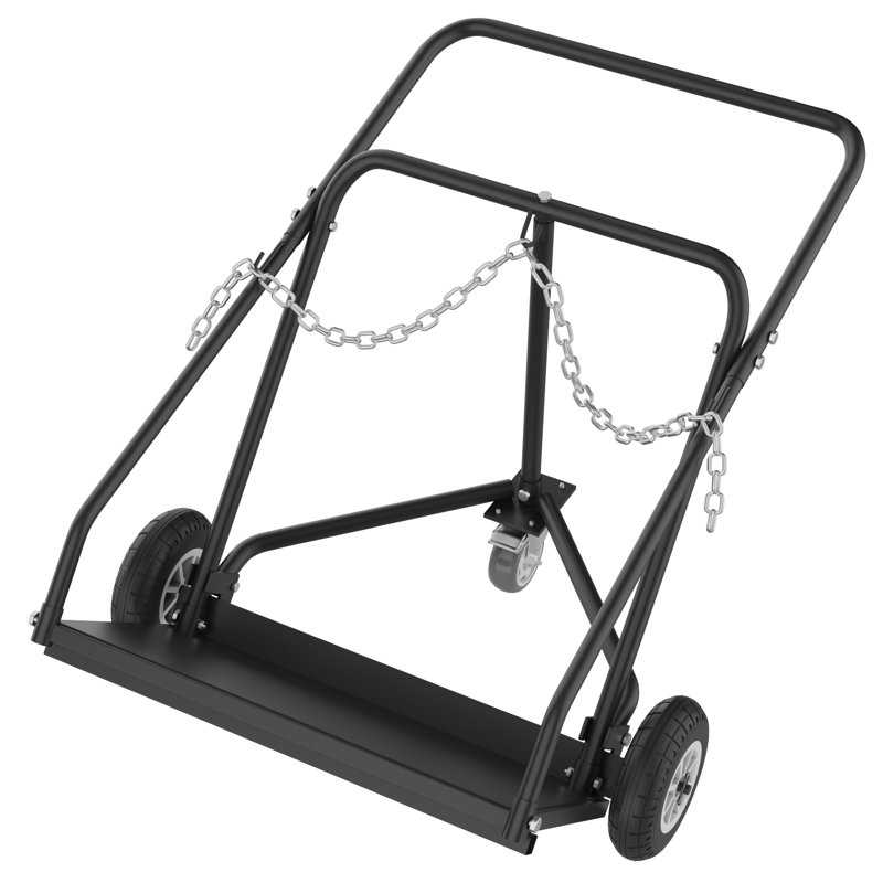 Chariot de soudage avec roues pivotantes à 360 ° pour bouteilles d'oxyéthylène et de coupeur de plasma - Chariot de soudage robuste à 3 roues