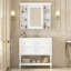 Meuble-lavabo de 36 po avec armoire à pharmacie, armoire à miroir moderne avec tablette réglable, armoire de rangement pour salle de bain à 4 tiroirs, armoire de rangement pour cadre de salle de bain en bois massif