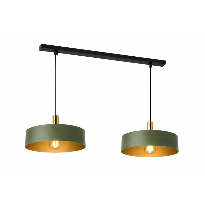 Bhavi 2 - Light Drum Pendant, Green, Khaki Gold