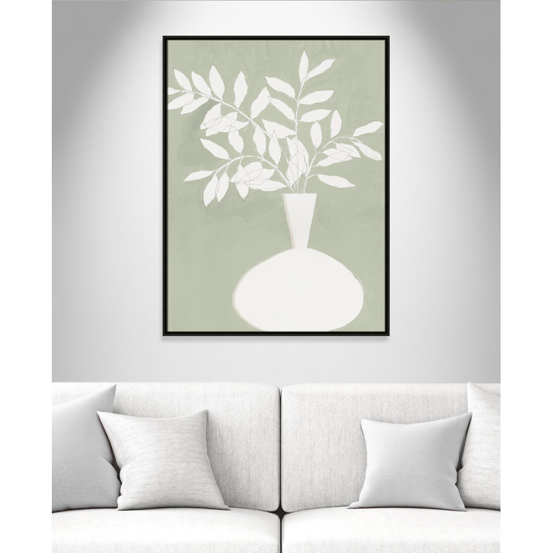 «Sage Vase II» par Aria K, Framed Canvas, L 31,5 po x H 41,5 po, Espresso Floater