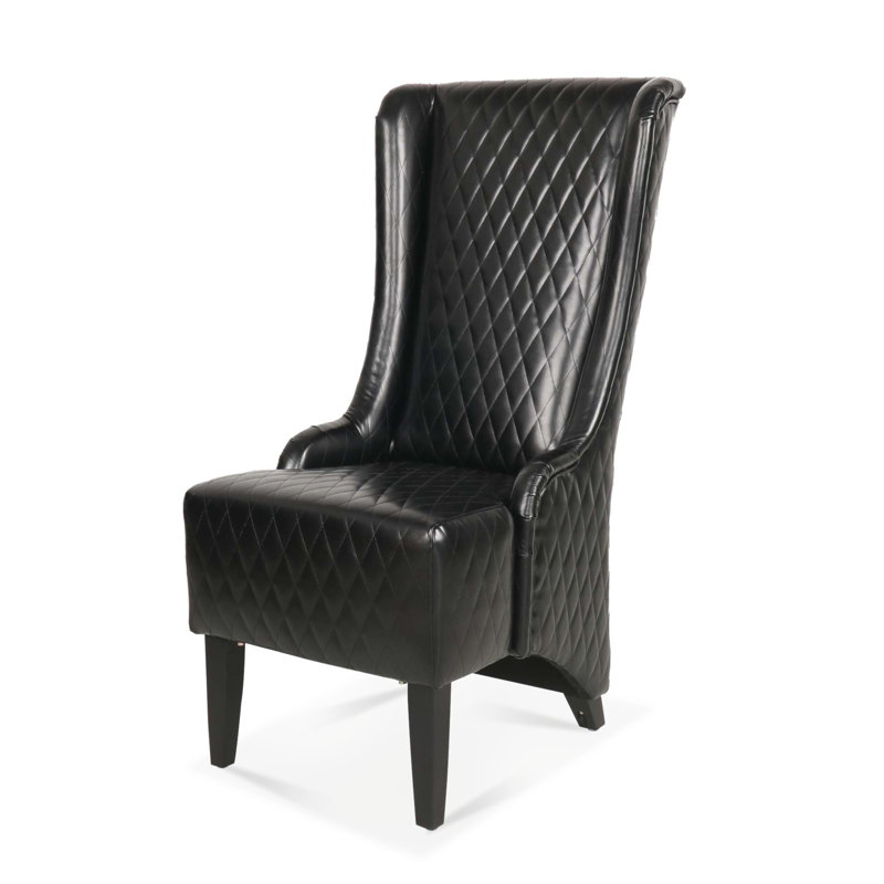 Rivah Upholstered Wingback Chair, Black Faux Leather, 1 