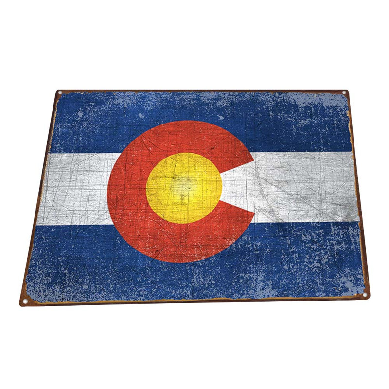 Drapeau du Colorado - reproduction d'art encadrée sur métal, H 11,5 po x l 15,5 po x P 0,04 po