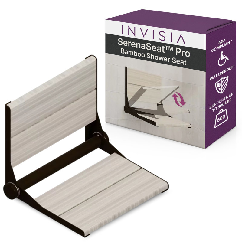 INVISIA SerenaSeat Pro Stainless, 18" Width, Light Stain, Oil Rubbed Bronze Frame