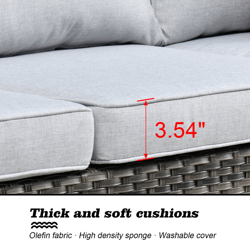 GRST Wicker/Rattan 7-Person Seating Group with Cushions, Gray