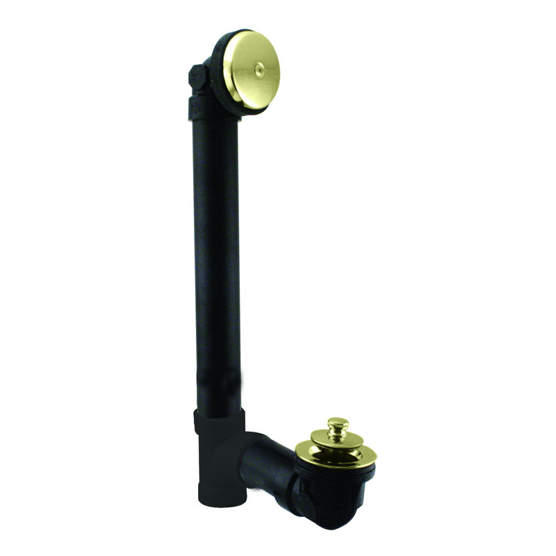 Twist and Close ABS Leg Tub Drain With 2-Hole Overflow, Polished Brass
