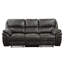 Fauteuil inclinable 3 places en microfibre grise pour salon, structure en bois massif, dossiers amovibles, capacité de charge maximale de 136 kg, style moderne avec coussins et dossiers intégrés.