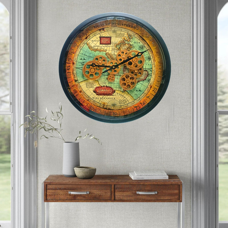 Horloge murale avec engrenages réels en mouvement