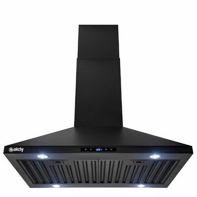 30-in Convertible 343-CFM Island Range Hood in Black Painted Stainless Steel -  AKDY, RH0080