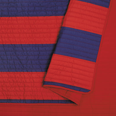 Lavelle Red/Blue Stripe Reversible Microfiber Quilt Set