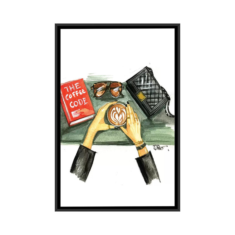 «Coffee Code», impression sur toile, H 26 po x l 18 po x P 1,5 po, Toile encadrée noire