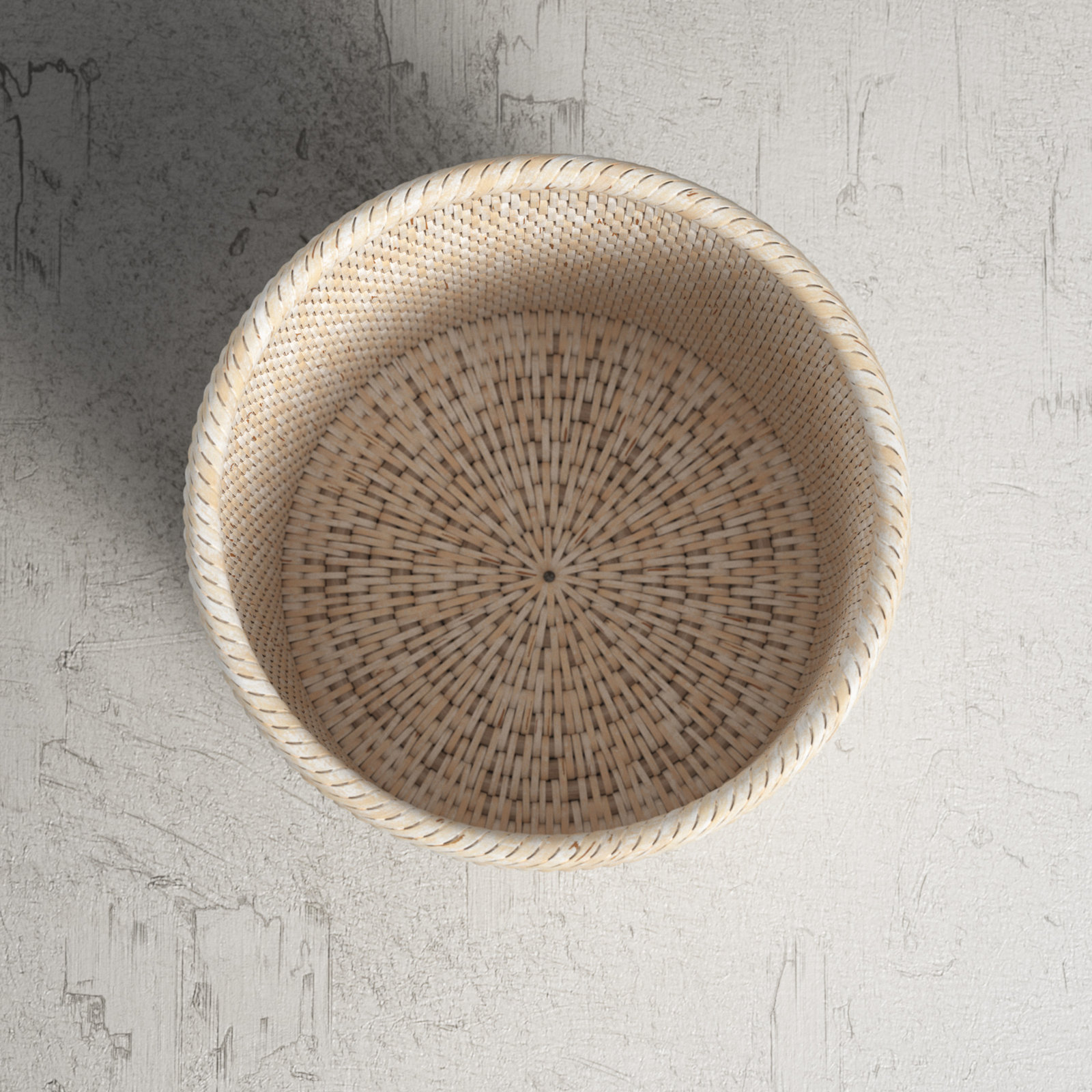 Rael 1.74gal Wicker Waste Basket, White Wash