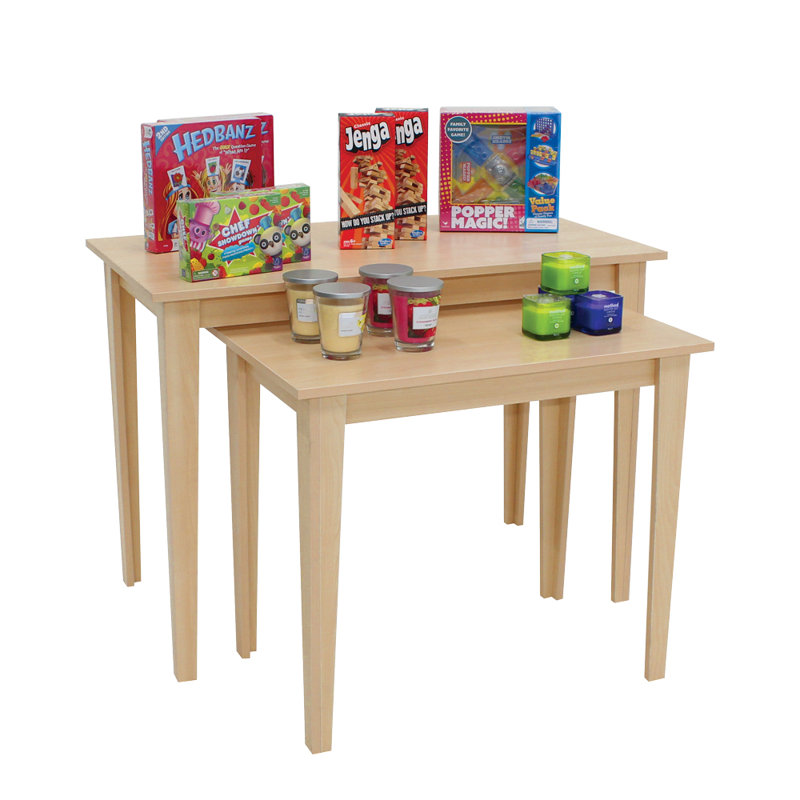 H 32 po x l 44 po - Ensemble de tables gigognes en érable avec finition stratifiée | Ensemble de 2, Naturel