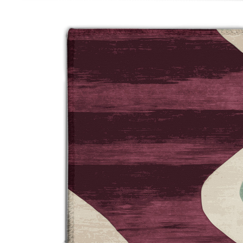 Tapis intérieur et extérieur rouge Watercolor, Rectangulaire 8 pi x 10 pi