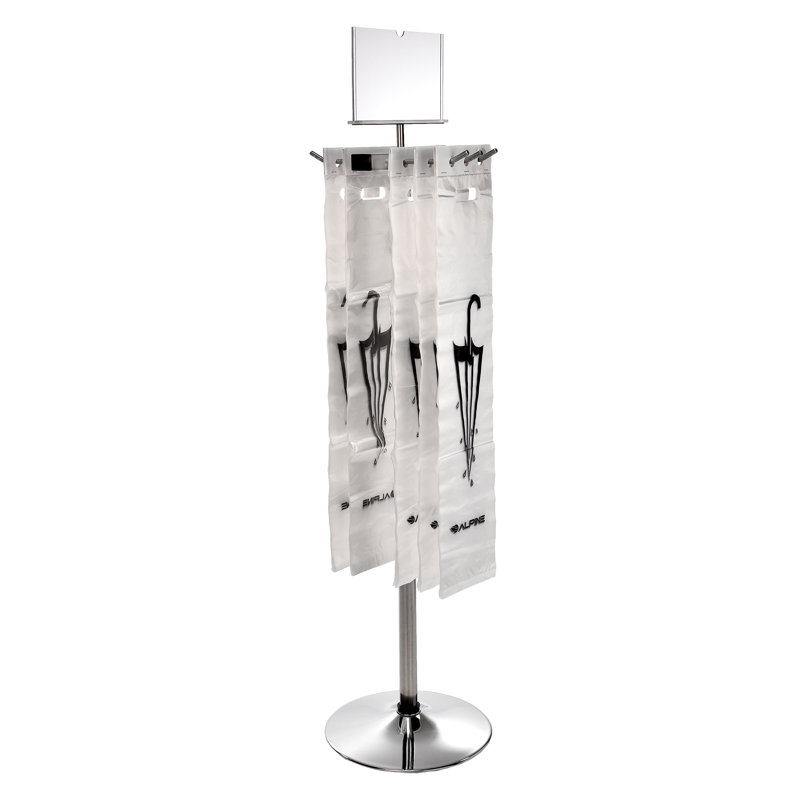 Stainless Steel Commercial Wet Umbrella Bag Stand with 100-Count Long Bags