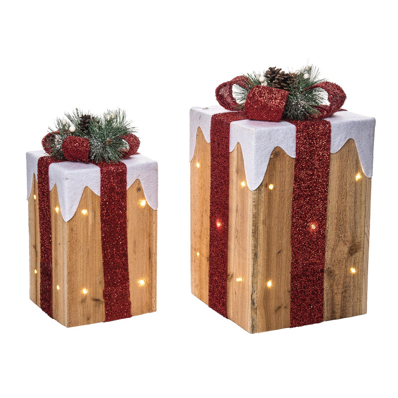  Ensemble de 2 décorations de Noël en bois 12,5 po