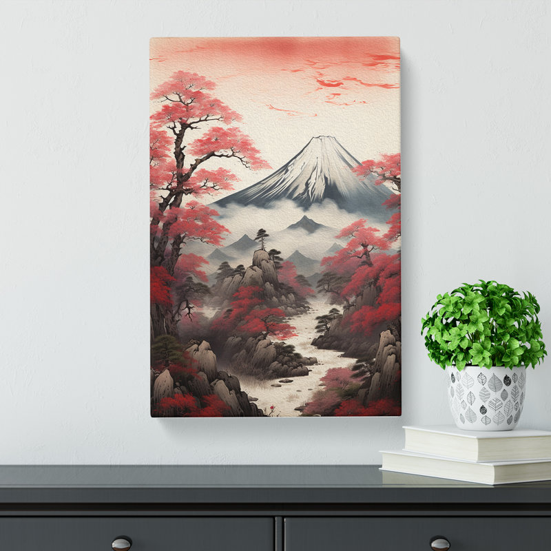 Japanese Mountains Symbolism - No Frame Print, 60cm H x 40cm W x 3cm D