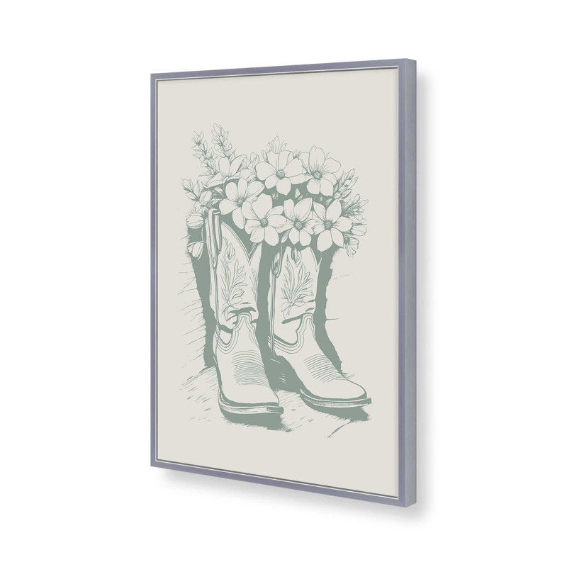 Bottes de cowboy vertes en fleurs, H 15,25 po x l 12,25 po, Chrome poli