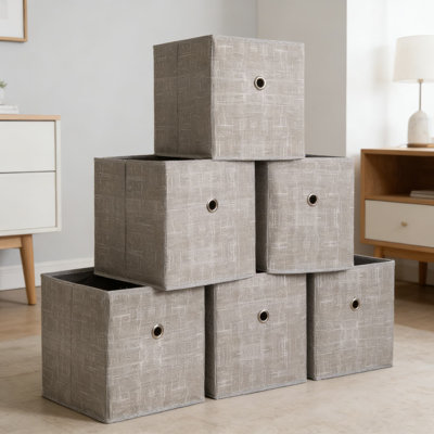 Cubes de rangement pliables avec poignées - bacs de rangement en tissu pliables, structure renforcée pour une organisation à domicile robuste, ensemble de 6