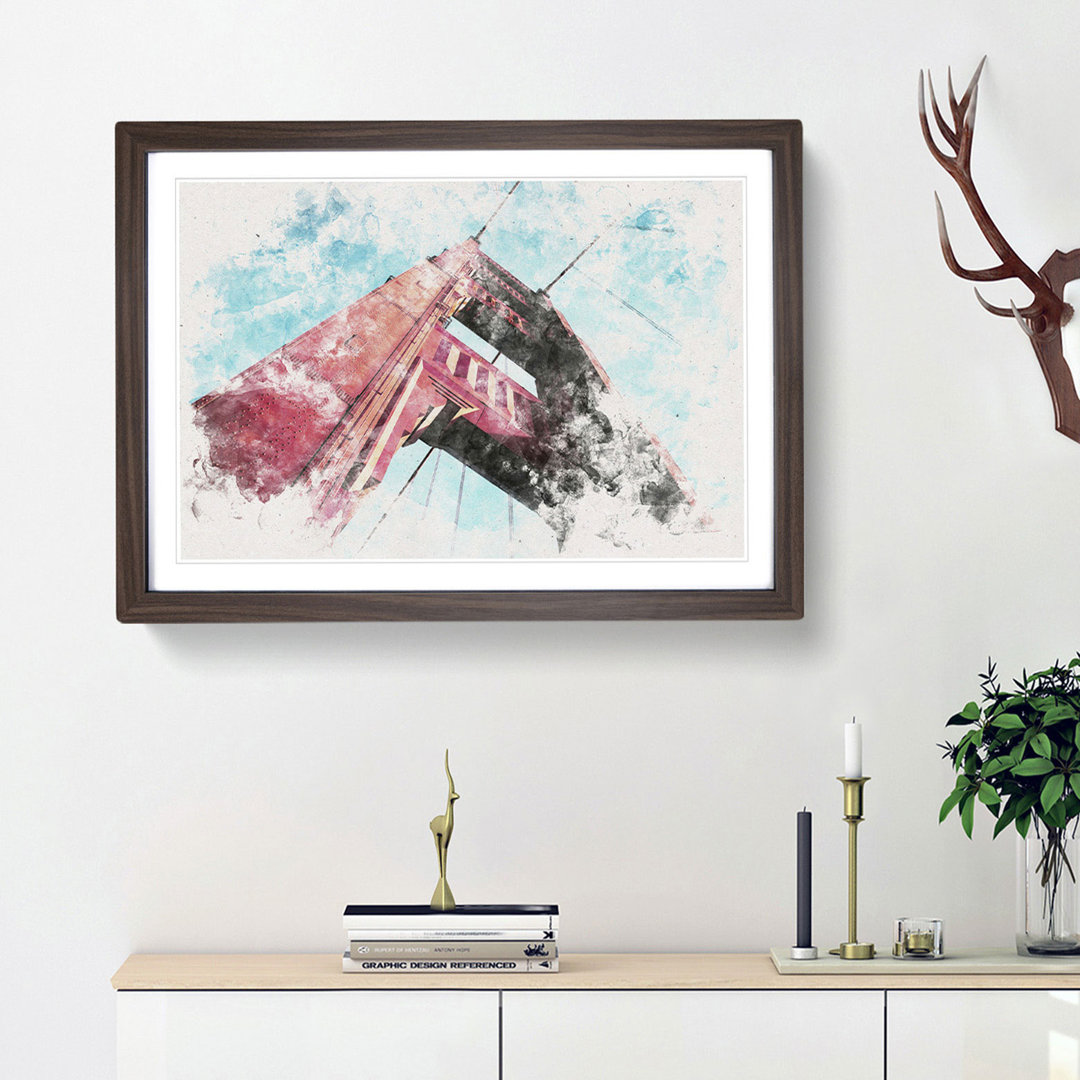 View Of The Golden Gate Bridge In San Francisco Watercolour - Print