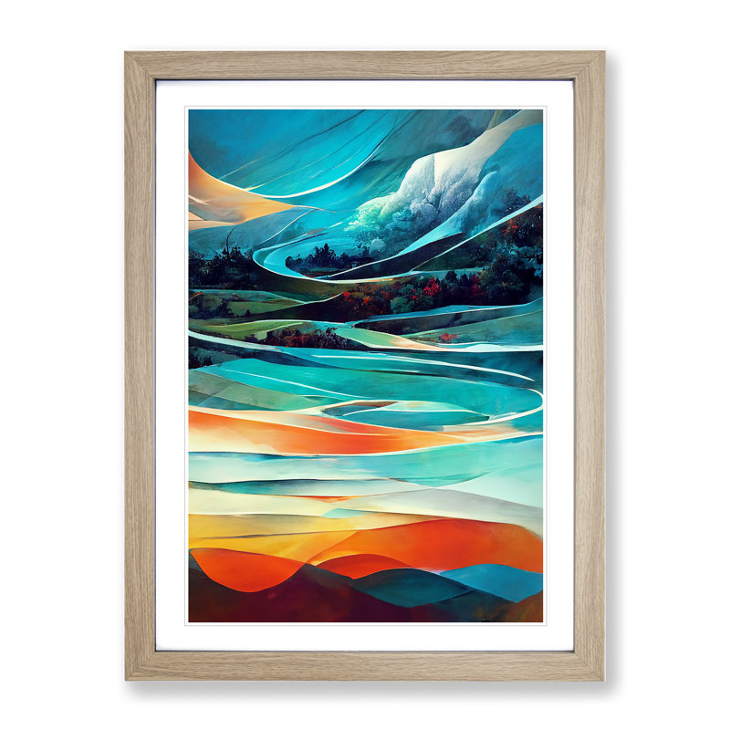 Meadow Landscape Abstract No.3 - Framed Print, 46cm H x 34cm W, Beige